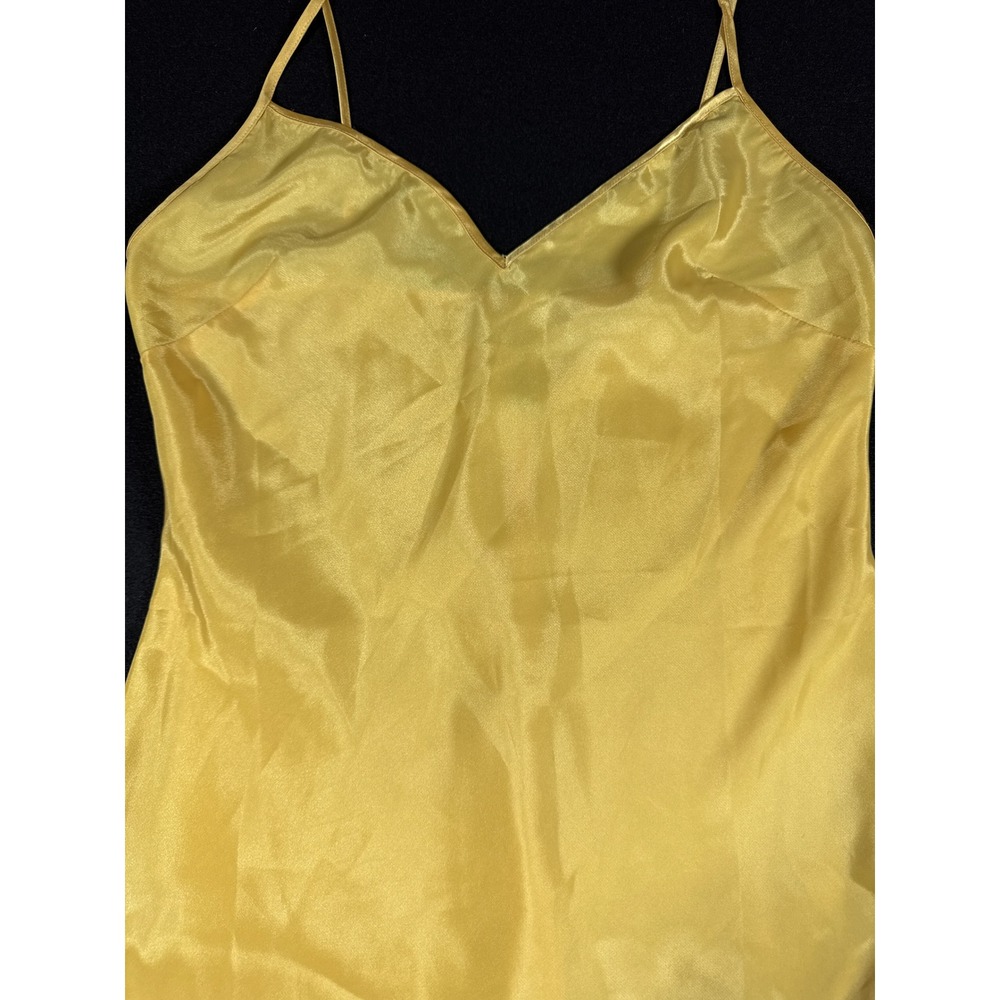 Laundry by Shelli Segal Yellow 100% Silk Midi Slip Dress V-Neck Size 6 - Picture 3 of 10